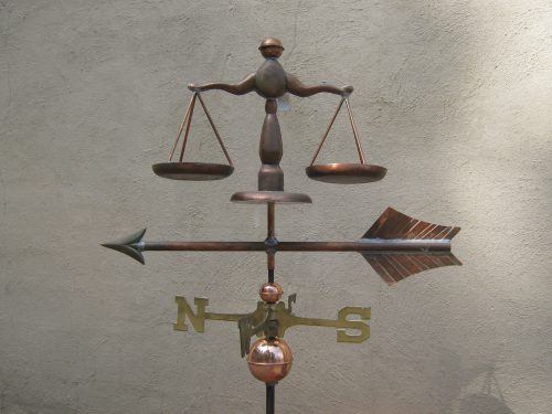Scales of Justice Weathervane -- Order# HM108 -- $895 -- Size: 33.5"Lx21"H $895