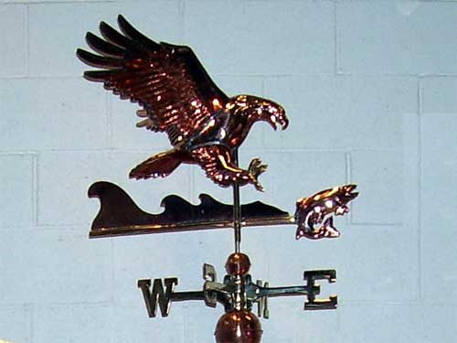 Eagle with Fish Weathervane -- Order# W259p -- $345 -- Size: 24"Lx18"Hx28"W