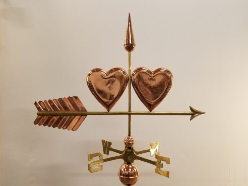 Hearts Weathervane -- Order# CT206 -- $325 -- Size: 34"Lx23"H