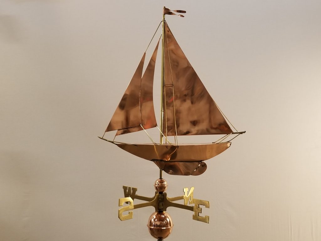 Racing Sloop Weathervane -- Order# GD909p -- $325 -- Size: 24"Lx28"H