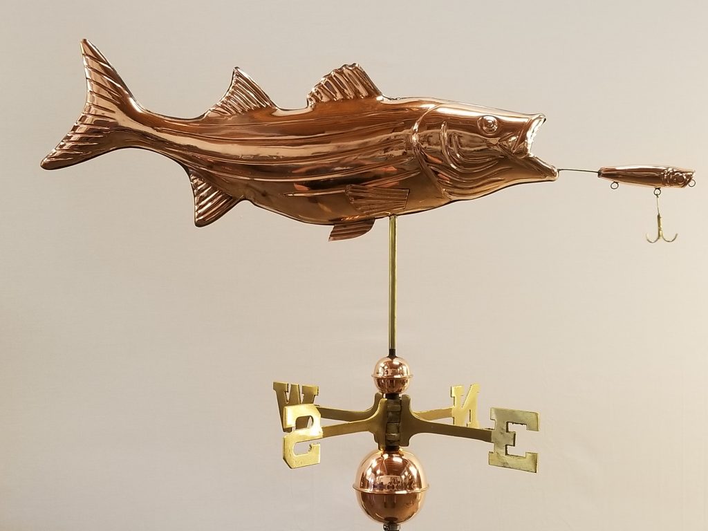 Bass and Lure Weathervane -- Order# -- $365 -- Size: 36"L x 14"H