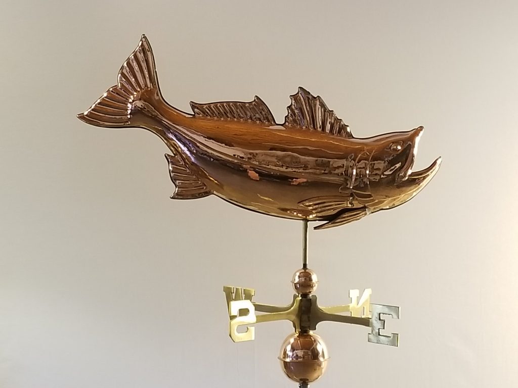 Leaping Bass Weathervane -- Order# CT202 -- $345 -- Size: 28"Lx14"H