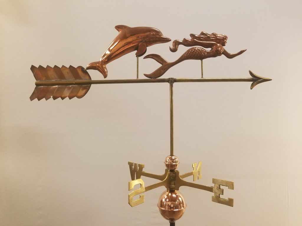 Mermaid and Dolphin Weathervane -- $325 -- Size: 36"L x 20"H