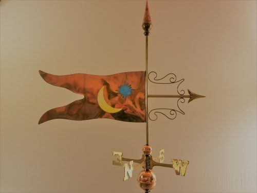 Glass Moon & Star Weathervane -- Order# NH 101 -- $395 -- Size: 35"Lx32"H