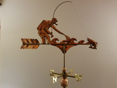 Fisherman Weathervane -- Order# CT268P -- $485 -- Size: 38"Lx30"H