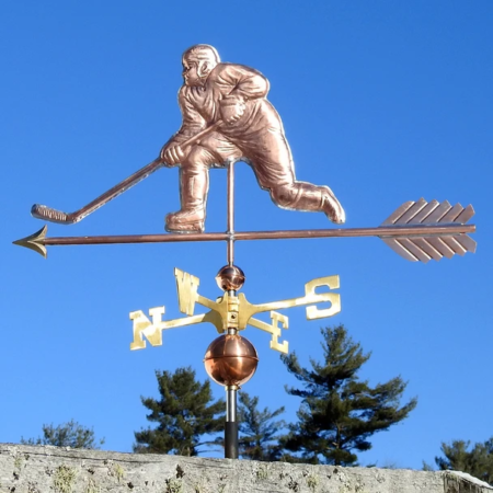 Hockey Player Copper Weathervane