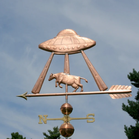 Spaceship with Cow Copper Weathervane 160